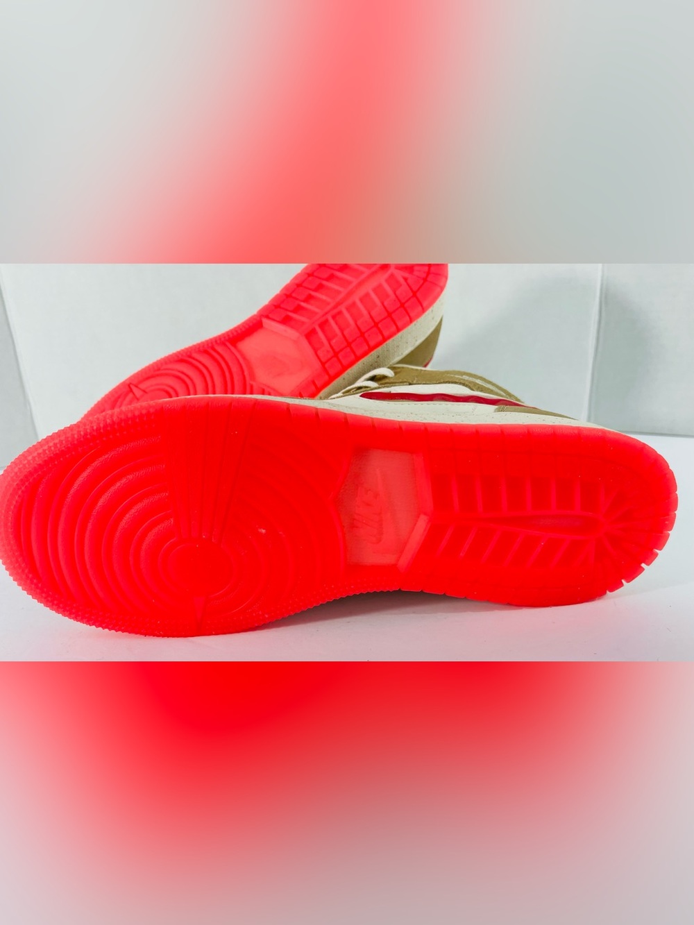 Nike Mid-Top Sneakers in Cream, Tan & Red - Picture 8 of 12